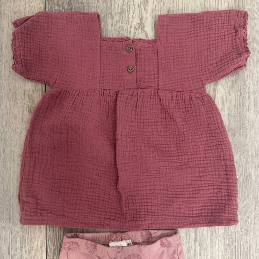 Rabbit + Bear Pink Baby Dress and Leggings Set